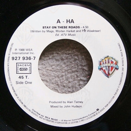 a-ha : Stay On These Roads (7", Single)