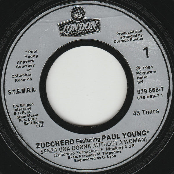 Zucchero, Paul Young : Senza Una Donna (Without A Woman) (7", Single, Fre)