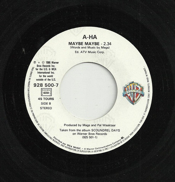 a-ha : Cry Wolf (7", Single)