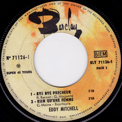 Eddy Mitchell : Bye Bye Precheur (7", EP)