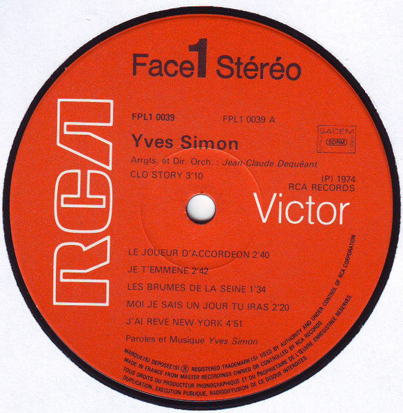 Yves Simon : Respirer, Chanter. (LP, Album, Gat)