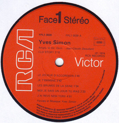 Yves Simon : Respirer, Chanter. (LP, Album, Gat)