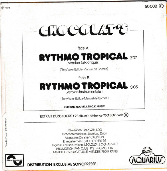 Chocolat's : Rythmo Tropical (7", Single)